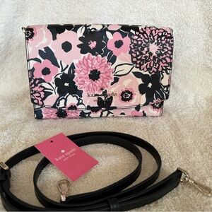 Kate Spade Black and Pink Floral Crossbody with Dust bag.  Like new, used once.
